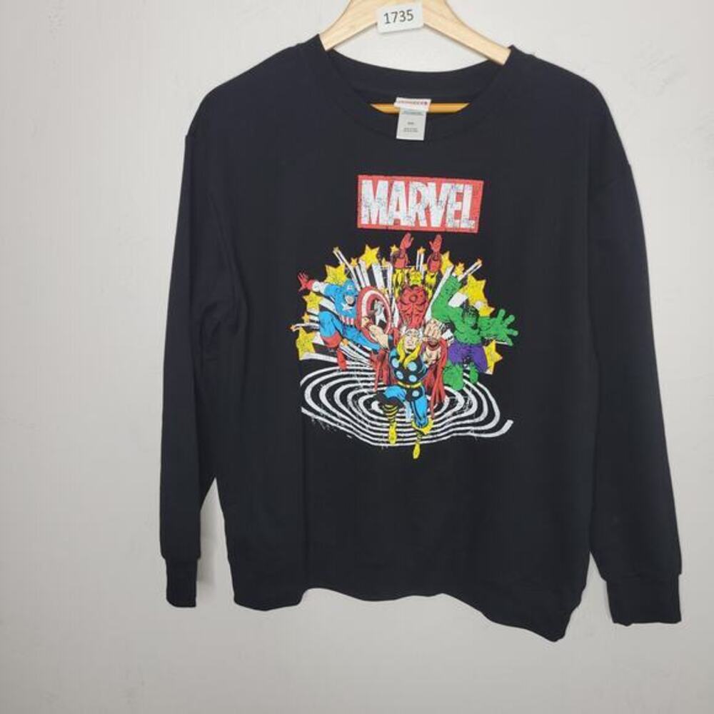 Marvel Sweatshirt Size XXL Avengers Iron Man Thor Captain America Black All Over